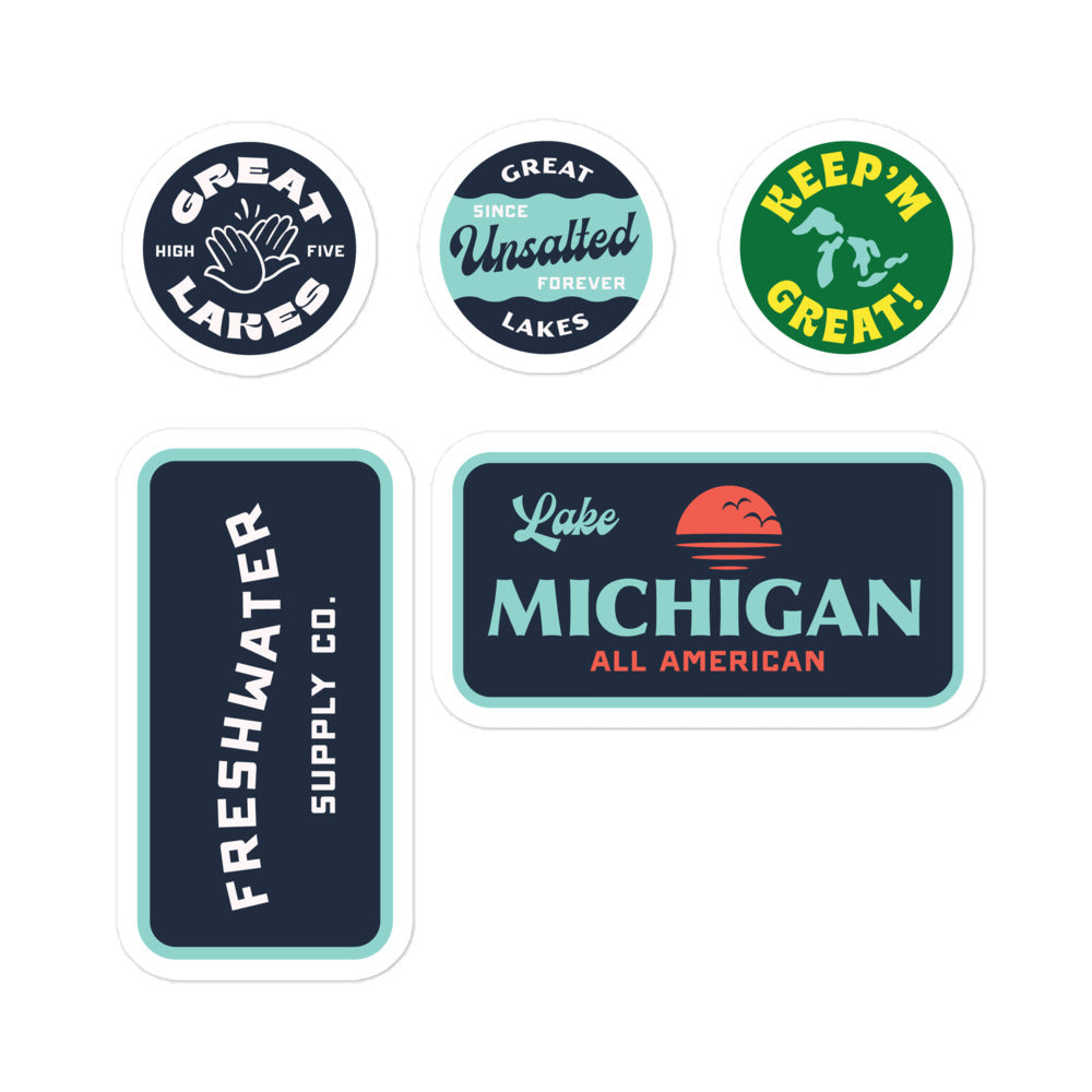 Lake Michigan All American 5x5" Sticker Pack