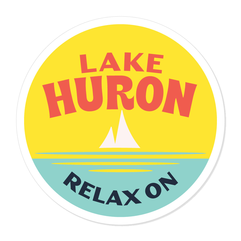 Lake Protection Sticker Lake Huron Relax On 5x5
